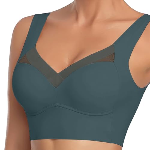 Generisch Hatme Haltungskorrektur BH Einfarbige BH Damen Ohne Bügel Weicher Push Up BH Comfy Haltungskorrektur Rücken Ohne Buegel Bügelloser Bequem Kompressions BH Spitzen Wmbra Bra Frauen von Generisch