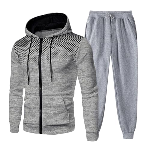 Generisch Hausanzug Herren Y2K Warm Sportanzug Winter Bequemes Langarm Top + Lang Hosen Bedruckter Jogginganzug Zweiteiler Leicht Freizeitanzug Mit Taschen Trainingsanzug Bekleidungsset von Generisch
