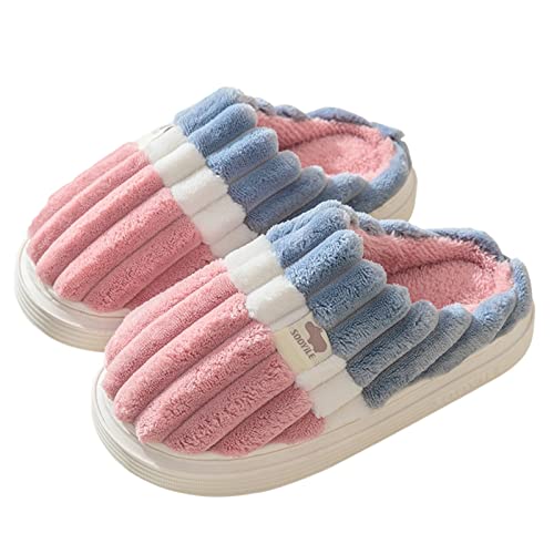 Generisch Hausschlappen Damen Flach - Hüttenschuhe Damen Filz Schlappen Bequeme Outdoorschuhe Freizeit Pantoletten Herbst Hausschuhe Casual Freizeitschuhe Leicht Pantoffeln Baumwolle Hallenschuhe von Generisch