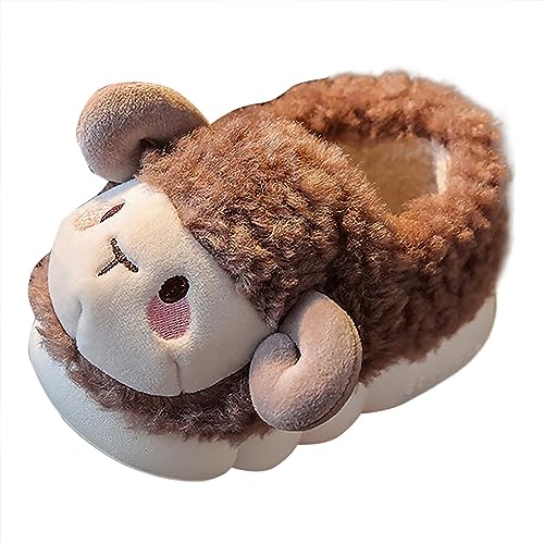 Generisch Hausschuhe Damen/Kinder Kleinkind Kleinkind Kinder Baby warme Schuhe Jungen Mädchen Cartoon weiche Sohlen Hausschuhe Pantoffel (Brown, 30) von Generisch