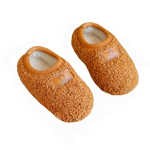 Generisch Hausschuhe Damen/Kinder Mädchen Hausschuhe Mode Muster Einfarbig Nette Warme Winter Bequeme Wanderschuhe Badeschuhe Kinder (Brown, 23 Toddler) von Generisch