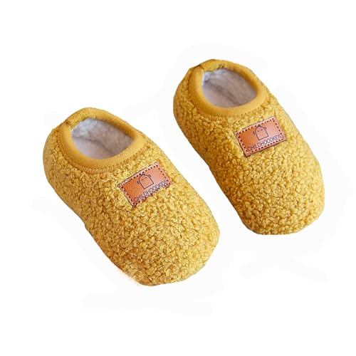Generisch Hausschuhe Damen/Kinder Mädchen Hausschuhe Mode Muster Einfarbig Nette Warme Winter Bequeme Wanderschuhe Badeschuhe Kinder (Yellow, 27 Little Child) von Generisch