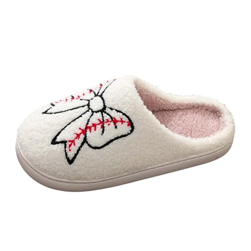 Generisch Hausschuhe Damen/Kinder Paare Winter Mode Gedruckt Hausschuhe Bequeme Warme Schuhe Für Damen Schuhe Stiefeletten Flach (White, 41) von Generisch
