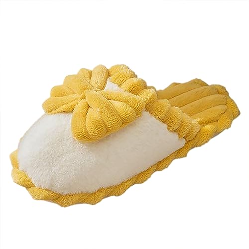 Generisch Hausschuhe Damen/Kinder Vier Jahreszeiten süße Hausschuhe für, rutschfest, Fpir-Saison-Stoff, Baumwolle, bunte Hausschuhe Schwarze Schuhe Damen Elegant Absatz (Yellow, 41) von Generisch