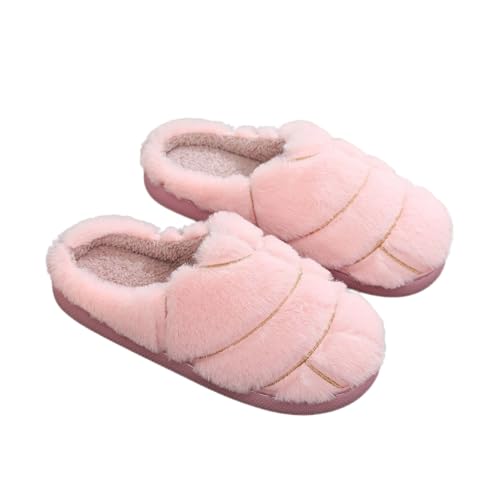 Generisch Hausschuhe Damen Einfarbige Winter Warme Plüsch Flauschige Schlappen rutschfeste Leichte Fluffy Warm Flauschige Pantoletten Weiche rutschfeste Hauspantoffeln Zuhause Indoor Outdoor von Generisch