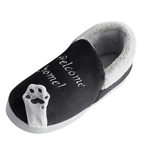 Generisch Hausschuhe Damen Herren Männer Schuhe Mode Cartoon Katze Hause Innen Paar Baumwolle Hausschuhe Winter Warme Baumwolle Schuhe Hausschuhe Schuhe Herren Boots Winter (Black, 44) von Generisch