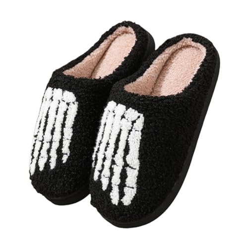 Generisch Hausschuhe Damen Herren Winter Halloween Weihnachten Urlaub Slipper Haus Schuhe Home Slipper Fuzzy Outdoor Indoor Schlafzimmer Hausschuhe Halloween Kürbis Plüsch Pantoffeln Warmer Schuhe von Generisch