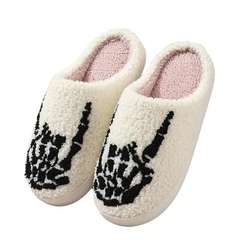 Generisch Hausschuhe Damen Herren Winter Halloween Weihnachten Urlaub Slipper Haus Schuhe Home Slipper Fuzzy Outdoor Indoor Schlafzimmer Hausschuhe Halloween Kürbis Plüsch Pantoffeln Warmer Schuhe von Generisch