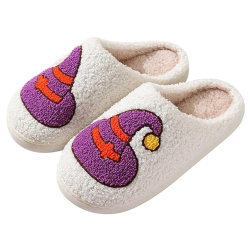 Generisch Hausschuhe Damen Herren Winter Halloween Weihnachten Urlaub Slipper Haus Schuhe Home Slipper Fuzzy Outdoor Indoor Schlafzimmer Hausschuhe Halloween Kürbis Plüsch Pantoffeln Warmer Schuhe von Generisch