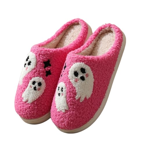 Generisch Hausschuhe Damen Herren Winter Halloween Weihnachten Urlaub Slipper Haus Schuhe Home Slipper Fuzzy Outdoor Indoor Schlafzimmer Hausschuhe Halloween Kürbis Plüsch Pantoffeln Warmer Schuhe von Generisch