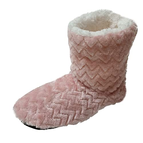 Generisch Hausschuhe Damen Herren Winter High Top Round Toe Baotou Flat Heel Home Solide Winter Deep Mouth Dicke Sohle Hausschuhe Stiefel Weiße Schuhe Damen Sommer (37) von Generisch