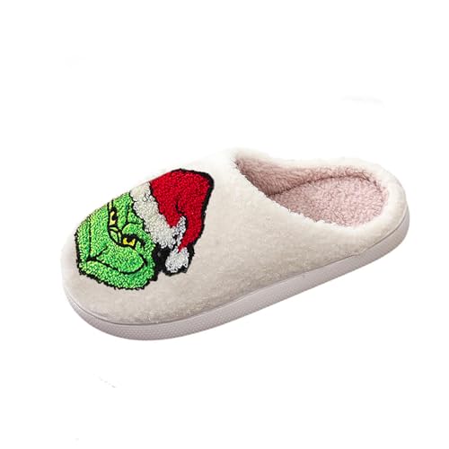 Generisch Hausschuhe Damen Herren Winter Weihnachts Hausschuhe Plüsch Warme Weihnachtspantoffeln Cartoon Hauspantoffeln Kuschelige Pantoletten Rutschfeste Leichte Weiche Indoor Slippers Lustig von Generisch
