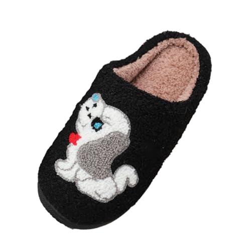 Generisch Hausschuhe Damen Plüschtier Warme Slippers Flauschige Plüsch Pantoffeln Frauen Rutschfeste Indoor Pantoffeln Flache Hüttenschuhe Hause Indoor Winterschuhe Hausschlappen Damenhausschuhe von Generisch