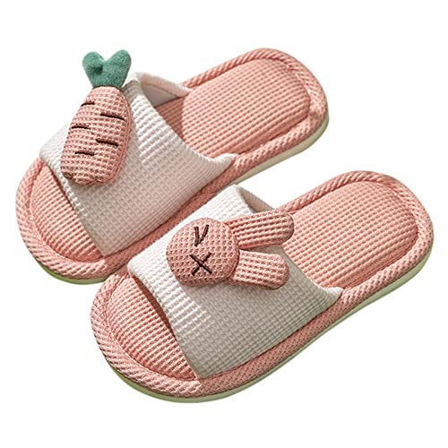Generisch Hausschuhe Damen Warm Feste Sohle Karikatur-weicher bequemer rutschfester Baumwollleinenhausschuh Rutsch Schuhe Baby (A, 32 Big Kids) von Generisch