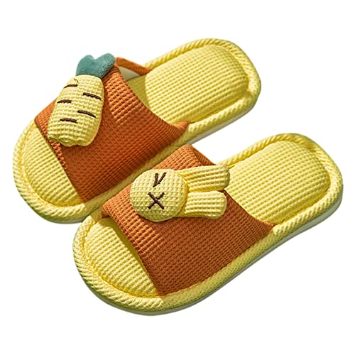 Generisch Hausschuhe Damen Warm Feste Sohle Karikatur-weicher bequemer rutschfester Baumwollleinenhausschuh Rutsch Schuhe Baby (C, 33.5 Big Kids) von Generisch