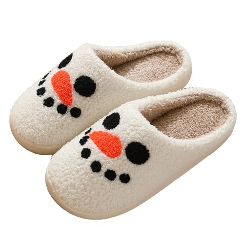 Generisch Hausschuhe Damen Winter Lustig Hausschuhes Damen Pantoletten Plüsch Pantoffeln Casual Filzpantoffeln Mode Filzhausschuhe Bequem Hauslatschen Weihnachten Winterschuhe Flach Slippers von Generisch