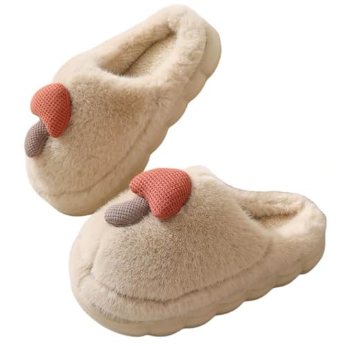 Generisch Hausschuhe Damen Winter Slippers For Women&Men Memory Foam Retro Soft Warm Slip On Christmas Slippers Cute Checkered Cozy Indoor Outdoor Slippers (Beige, 37) von Generisch