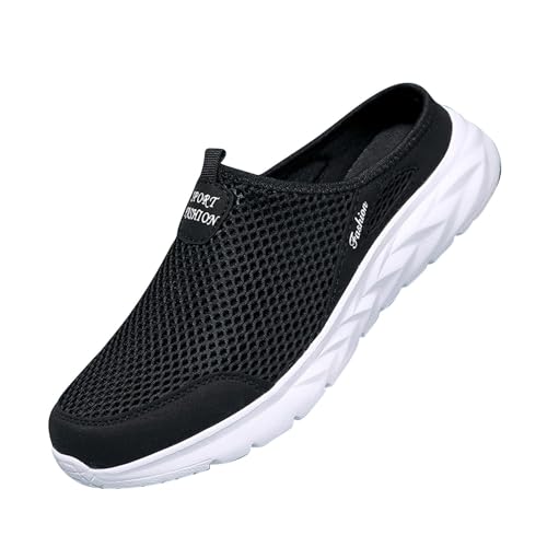 Generisch Hausschuhe Herren 39-46 Schwarz Pantoletten mit Plateausohle Freizeitschuhe Clogs Weich Leicht Strandschuhe Luftdurchlässig Freizeitsandalen Bequeme Walkingschuhe Orthopädische Schuhe von Generisch