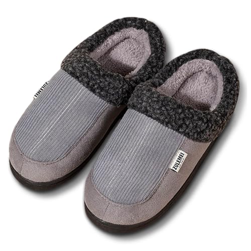 Generisch Hausschuhe Herren Herren Slipper mit pelzigen, flachen Schuhen, rutschfest, für den Winter, runde Zehenpartie, warm halten, Drucke Fahrrad Schuhe Herren 44 (Grey, 49) von Generisch