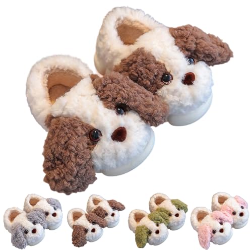 Generisch Hausschuhe Jungen Warm Plüsch Hund Hausschuhe Nette Winter Baumwolle Warme Rutschfeste Haushaltsschuhe Fußwärmer Rutschfeste Dickbesohlte Slip-On House Slippers von Generisch