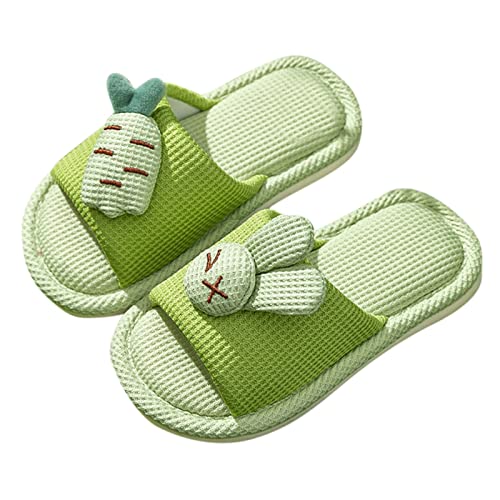 Generisch Hausschuhe Kinder Für Mädchen Karikatur-weicher bequemer Rutschfester Baumwollleinenhausschuh Winter Slippers (D, 33.5 Big Kids) von Generisch