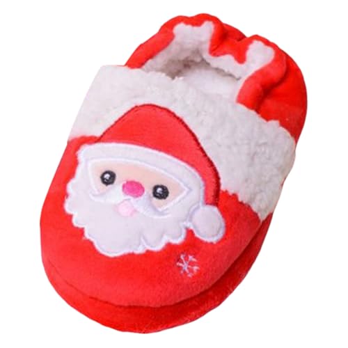 Generisch Hausschuhe Kinder Kinder Weihnachten Schlupfschuhe Pelzigen Flachen Hause rutschfeste Winter Runde Zehe Halten Warm Cartoon Drucke Hausschuhe Schuhe (Red, 31.5 Toddler) von Generisch