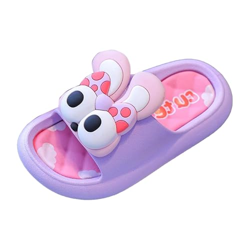 Generisch Hausschuhe Kinder Kindersandalen Hausschuhe für Mädchen mit Dicker Unterseite, atmungsaktive rutschfeste Baby-Hausschuhe mit Cartoon-Motiv (Purple, 27 Toddler) von Generisch