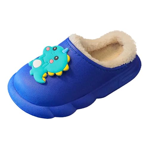 Generisch Hausschuhe Kinder Mädchen Hausschuhe Warme Winterschuhe Weiche Sohle Niedliche Cartoon Indoor Outdoor Clogs Für Kleinkinder (Blue, 29.5 Little Child) von Generisch
