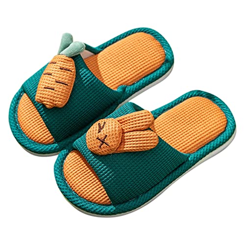 Generisch Hausschuhe Kinder Mädchen-Jungen-Kind-Zuhauserutschen-Innenboden-niedlicher Karikatur-weicher bequemer Rutschfester Baumwollleinenhausschuh (E, 31 Little Child) von Generisch