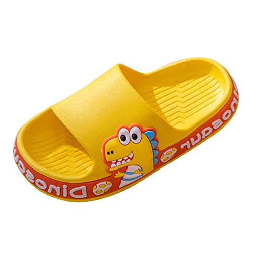 Generisch Hausschuhe Kinder MädchenDinosaurier Kinder Hausschuhe Niedlichen Cartoon Strand Hausschuhe Für Kinder PVC rutschfeste Jungen Mädchen Sommerschuhe (Yellow, 32 Big Kids) von Generisch