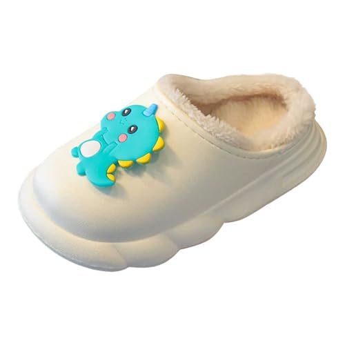 Generisch Hausschuhe Mädchen Winter Mädchen Hausschuhe Warme Winterschuhe Weiche Sohle Niedliche Cartoon Indoor Outdoor Clogs Für Kleinkinder Hausschuhe Junge (White, 29.5 Little Child) von Generisch