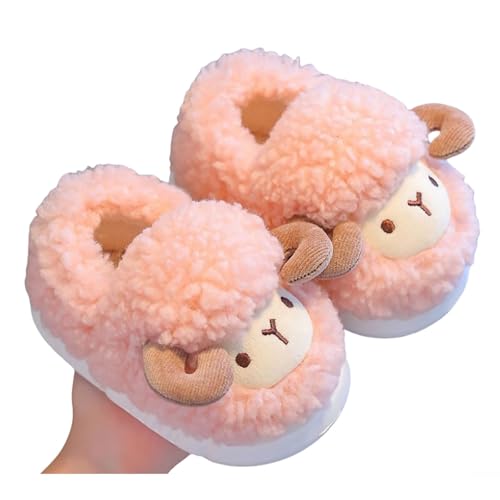 Generisch Hausschuhe Mädchen mit Schaf Motive Pantoffeln Kinder Warme Filzpantoffeln Foam Sohle Schlappen Plüschfutter Kawaii Slippers Kids Leichte Mode Winterschuhe Herbst Pantoletten von Generisch