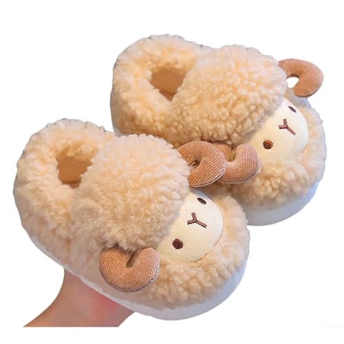 Generisch Hausschuhe Mädchen mit Schaf Motive Pantoffeln Kinder Warme Filzpantoffeln Foam Sohle Schlappen Plüschfutter Kawaii Slippers Kids Leichte Mode Winterschuhe Herbst Pantoletten von Generisch