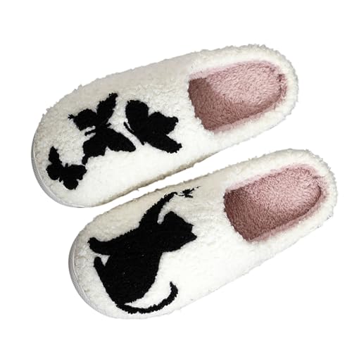 Generisch Hausschuhe Teenager Mädchen Herren Hausschuhe Winter Flauschige Warm Pantoffeln Unisex Rutschfeste Hausschlappen Filzpantoffeln Frauen Bequeme Weihnachten Slippers, 35-45EU von Generisch