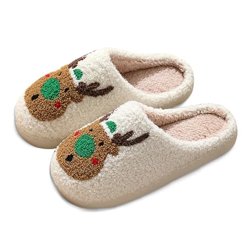 Generisch Hausschuhe Teenager Mädchen Herren Hausschuhe Winter Flauschige Warm Pantoffeln Unisex Rutschfeste Hausschlappen Filzpantoffeln Frauen Bequeme Weihnachten Slippers, 35-45EU von Generisch