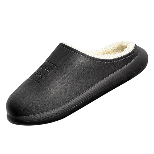 Generisch Hausschuhe Weihnachten Glückliche Hausschuhe für Damen Lustige Plüsch Winter Warme Flauschige Slippers von Generisch