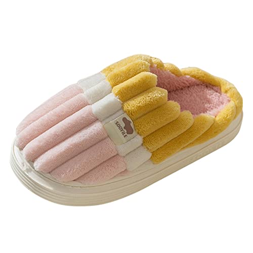 Generisch Hausschuhe Winter Furry Toe Keep Open Warm Slippers Winter Home Slip-On Damenschuhe Flat Couples Damenslipper (36-37) von Generisch