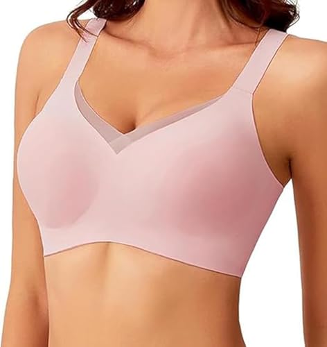 Generisch Havethedare BH, Nahtloser Push-up-BH mit V-Ausschnitt und Cross-Mesh-Design für Damen, bügellos, weich und bequem (Pink,M) von Generisch