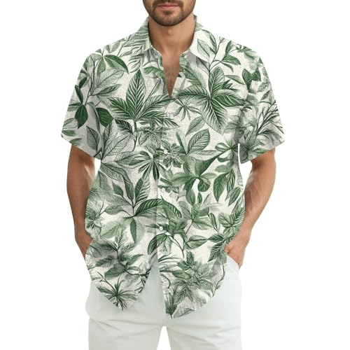 Generisch Hawaii Hemd Herren Kurzarm Hawaiihemden Männer Funky Blumen Knopfleiste Freizeithemden Sommerhemd Strandhemden 70Er Jahre von Generisch