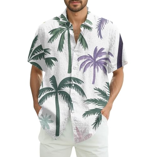 Generisch Hawaii Hemd Herren Kurzarm Hawaiihemden Männer Funky Blumen Knopfleiste Freizeithemden Sommerhemd Strandhemden Freizeithemd von Generisch