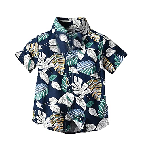Generisch Hawaii Hemd Kinder 86 Baumwolle Hemd Baby Kurzarm Revers Kurzarmhemden Button Down Hemdbluse Freizeithemd Kleinkind Hawaiihemd Junge Sommer Strandhemd Tropenmuster Hemdjacke von Generisch