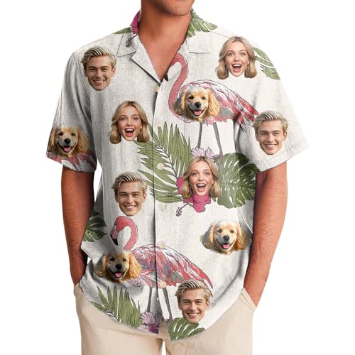 Generisch Hawaii Hemd Männer Damen, Personalisiert Hawaiihemd mit Gesicht Foto, Sommerhemd Strandhemd Kurzarm von Generisch