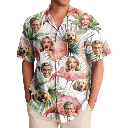 Generisch Hawaii Hemd Männer Damen, Personalisiert Hawaiihemd mit Gesicht Foto, Sommerhemd Strandhemd Kurzarm von Generisch