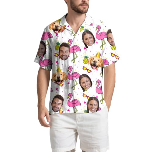 Generisch Hawaii Hemd Männer Damen, Personalisiert Hawaiihemd mit Gesicht Foto, Sommerhemd Strandhemd Kurzarm von Generisch