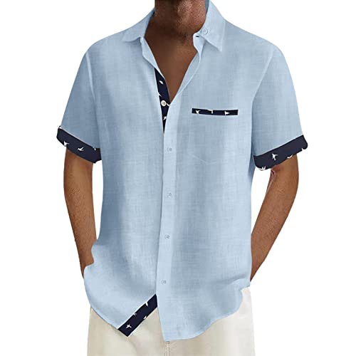 Generisch Hawaii Hemd Männer Funky Hawaiihemd Herren Kurzarm Lässig Button Down Baumwolle Hawaii-Print Diverse Farben Hemd Weiß Herren Hemden Herren Kurzarm Comfort Fit von Generisch