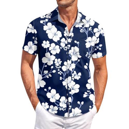 Generisch Hawaii Hemd Männer Hawaiihemd Kurzarm Lässig Button Down Hawaii-Print Sommerhemd für Strand Urlaub Blumen Kostüm Generisch Hawaii Hemd Männer Hawaiihemd Kurzarm Lässig Button Down Hawaii-Print Sommerhemd für Strand Urlaub Blumen Kostüm von Generisch