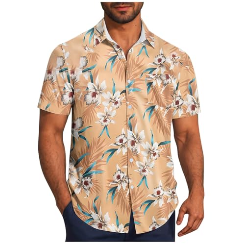 Generisch Hawaii Hemd Männer Sommer Kurzarmhemd Herren Oversize Hawaiihemd Blumen Freizeithemd Kurzarm Strand Herrenhemden Freizeit Strandhemd Baumwolle Urlaub Hemden Warehouse Deal Lila 4XL von Generisch