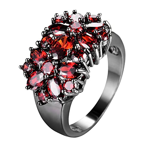Generisch Hefter 2 Ringe einzigartiges Design Vintage Weihnachten Eheringe für Frauen Modeschmuck Gasbrenner 2 Ringe (Red, 7) von Generisch
