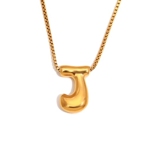 Generisch Heilkristall-Halskette, Edelstahl, 18 Karat vergoldet, Blasen-Buchstabe J, Halskette mit natürlichem Edelstein-Anhänger für Männer, Frauen und Paare von Generisch
