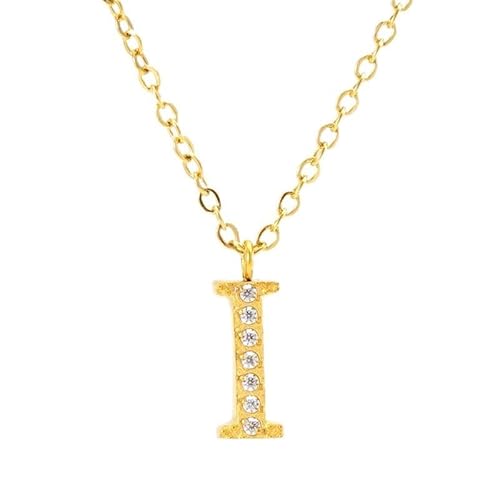 Generisch Heilkristall-Halskette, Titanstahl-Diamant-Halskette mit Buchstabe I, natürlicher Edelstein-Anhänger für Männer, Frauen und Paare von Generisch